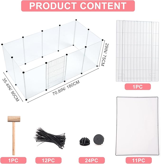 BRIAN & DANY Dog Playpen Portable for Small Animals, Dog Play Pen Indoor, Transparent Pet Playpen for Puppies, Cats, 70.8" L x 35.4" W x 29.5" H