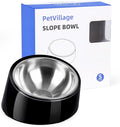 Tilted Dog Bowl Non-Slip & Non-Spill Pet Feeder with Elevated Detachable Melamine Stand, Easy to Get Food Dog Dish, S/100ml Black