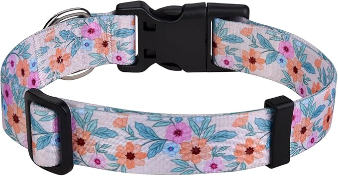 Dog Collar for Small Dogs Cats, Soft Comfy Pet Collar for Small Medium Large Dogs, Leopard Pattern for Boy Girl Puppy Dogs Cats(Flower Vine Pink,XS)