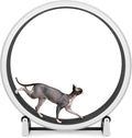 One Fast Cat - Cat Exercise Wheel - Gen. 7 - Safe 48" Diameter - Made in The USA - White Wheel with Black Felt Traction Pads and Solid Black Inline Wheels