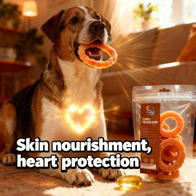 TailParty Turkey Tendons for Dogs with Fish Oil & Taurine: All Natural Dental Chews & Training Treats, Long Lasting Snack for Health-Conscious Pet Owners(Ring, 4 oz)