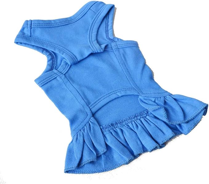 Pet Clothes Small Dog Clothing Blank Color Sport Dress T-Shirts Tee Dresses Tanks Top for Small Size Female Dogs Summer Spring Pet Costumes 100% Cotton (XL, Blue)