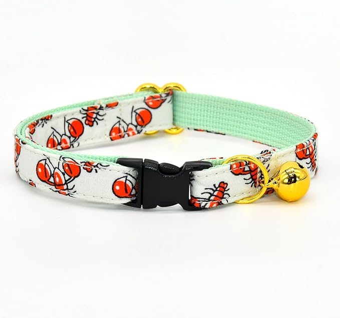 Cat Collar Bow Set, Red Crab, Wedding/Birthday Breakaway Collar Bowtie for Kitten/Cat
