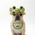 Handmade Knit Dog Costume – Adjustable Cute Frog Dog Hat & Collar for Cats and Small to Medium Dogs, Perfect for Birthday, Holiday, Daily Wear & Photoshoots