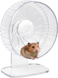 Silent Hamster Wheel, 8in Hamster Wheel with Adjustable Stand, Double-Bearing Quiet Spinner for Syrian Hamsters, Hedgehogs, Mice & Small Pets, Clear