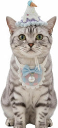 Handmade Dog Outfit – Adjustable Birthday Cat Hat & Silk Dog Scarf with Pearl Pendant for Cats,Small & Medium Dogs, Cute Accessory for Cat Birthday, Holiday, Daily Wear & Photos