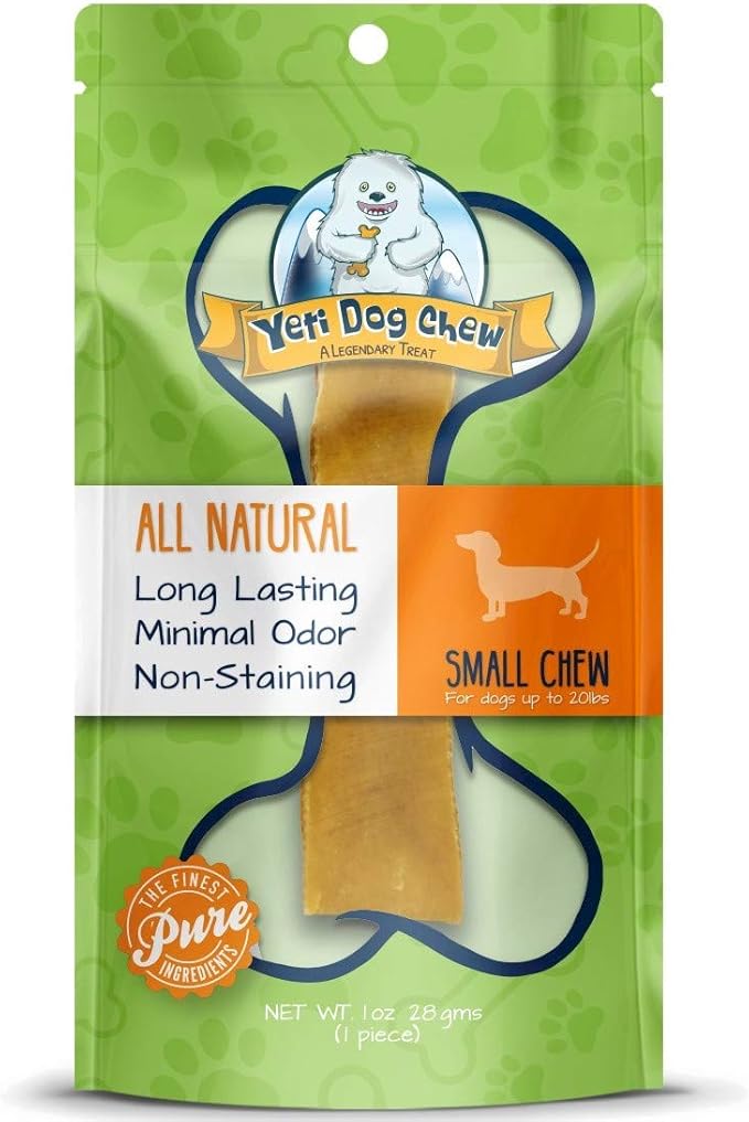 Yeti Dog Chew - Himalayan Yak Cheese Chews for Large, Medium and Small Dogs - Healthy Long Lasting Natural Bones - 1 Piece, Small, 1.3 oz