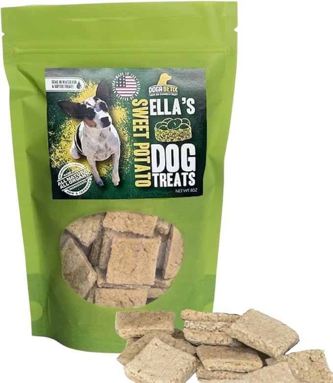 Ella's Diabetic Dog Treats Sweet Potato (8oz) - Low Glycemic Ingredients - Vet Approved - Made in USA by Owners of Diabetic Dogs - Developed to Help Keep Glucose Levels Stable