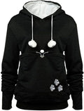 YYW Womens Pet Hoodies Pullover Sweatshirt Oversized Cat Hoodies Pet Holder Cat Dog Pouch Carriers (Black,Medium)