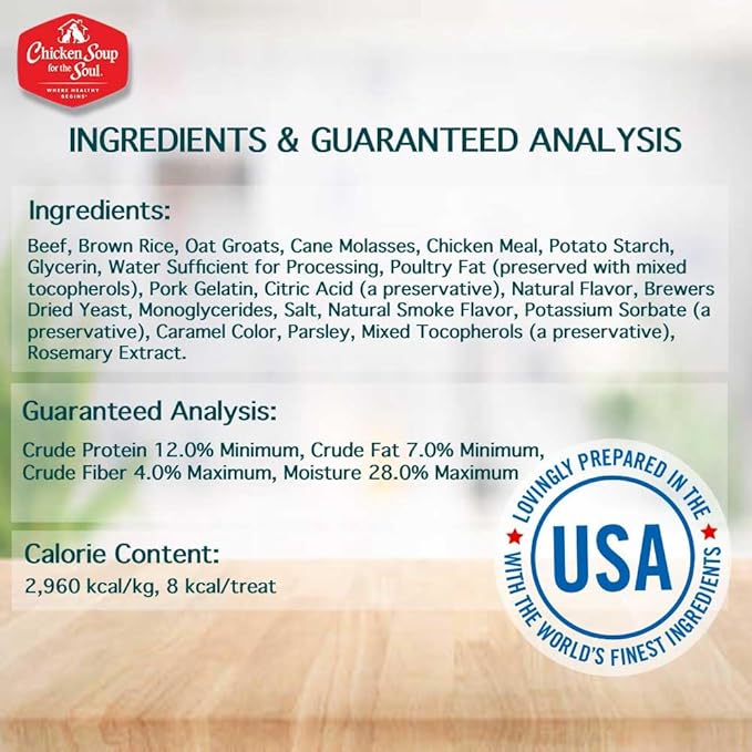 Chicken Soup for The Soul All Natural Premium Savory Snacks Soft & Chewy Dog Treats, Real Beef First Ingredient, No by-Products, Artificial Colors, Flavors or Preservatives, Beef, 16oz