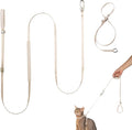 Cat Harness and Leash Set, Escape Proof Cat Harness Lightweight Leash with Padded Handle, Adjustable Leash Harness for Kitten>4lbs Small Large Cats Walking Training (Linen, M)
