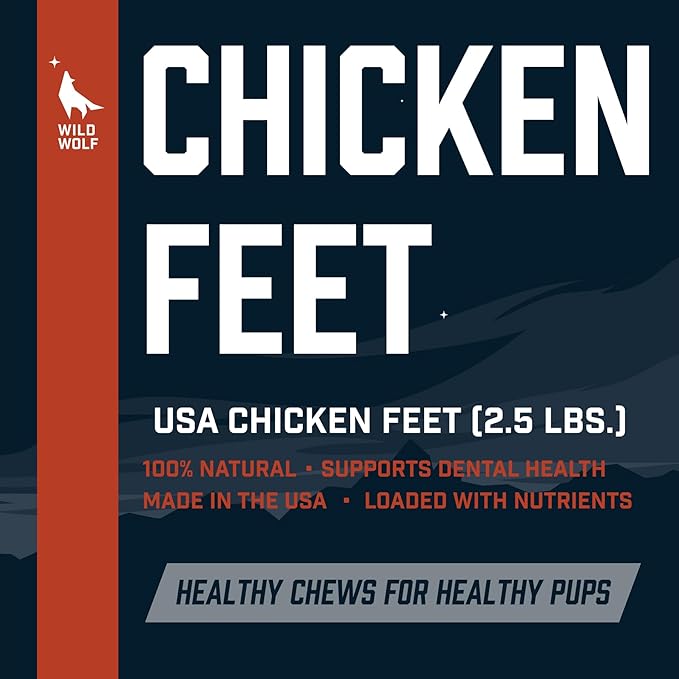 USA Chicken Feet Dog Chew Value Pack (2.5lbs./~115 Feet) 100% Natural and Only Water-Washed - Natural Scent - Single-Ingredient, Crunchy Dental Treats - Supports Healthy Joints