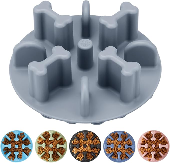 Slow Feeder Dog Bowls Insert, Animire Soft Silicone Anti-Choking Puzzle Slow Feeder, Anti-Slip Slow Down Eating Feeder Insert, Compatible with Regular Elevated Dog Bowls