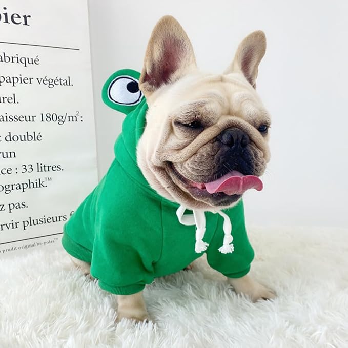ANIAC Funny Pet Clothes for Small Dogs Girl Male Frog Cat Hoodies Warm Puppy Sweatshirt Coat with Eye Hood Fall Cat Outfit Christmas Halloween Outfit Dog Frog Costume (Green, Medium)