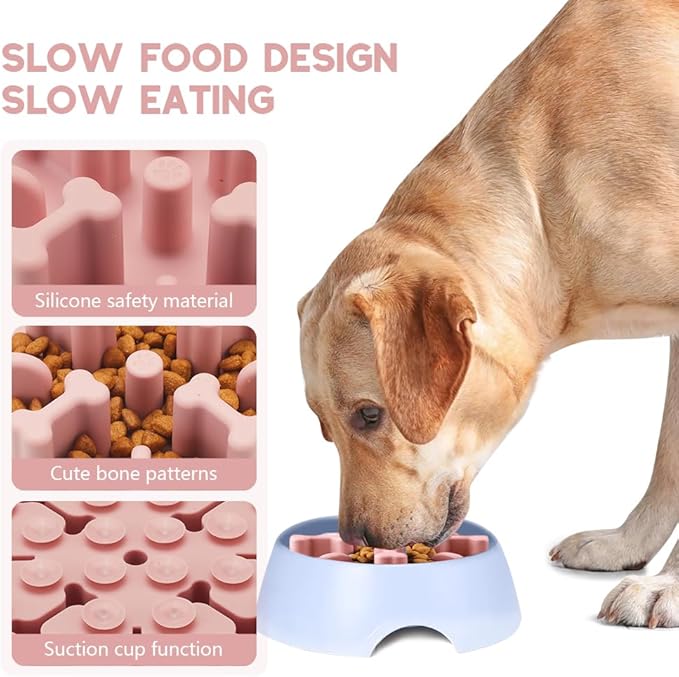 Soft Silicone Anti-Choking Puzzle Slow Down Eating Feeder Insert for Dogs, Compatible with Regular Elevated Dog Bowls