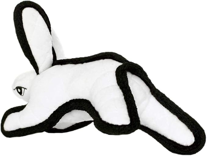TUFFY - World's Tuffest Soft Dog Toy -Barnyard- Multiple Layers. Made Durable, Strong & Tough. Interactive Play (Tug, Toss & Fetch). Machine Washable & Floats. (White Rabbit, Jr 2 Pack)