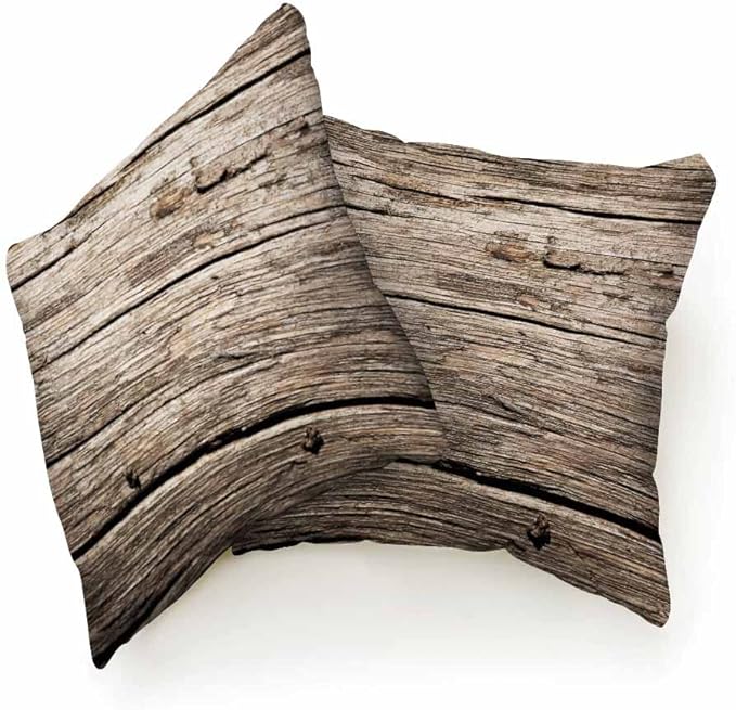 Square Cushion Cases Rustic Nostalgic Old Wooden Planks Texture Pack of 2,Throw Pillow Case Decorative for Bedroom Living Room Couch 18X18 Inch