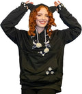 ALYC Unisex Hoodies Pet Holder Cat Dog Kangaroo Pouch Carries Pullover with Cat Printing Sweatshirt (Black, XXXL)