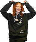ALYC Unisex Hoodies Pet Holder Cat Dog Kangaroo Pouch Carries Pullover with Cat Printing Sweatshirt (Black, L)