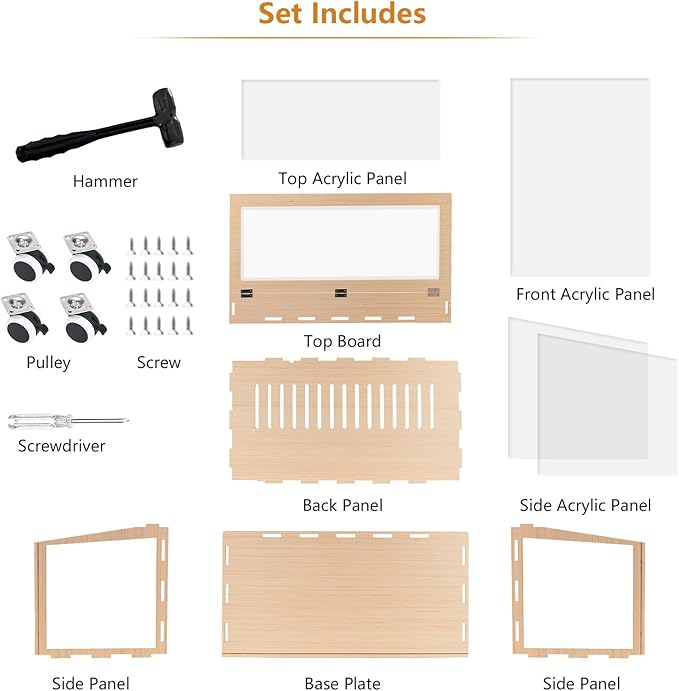 Wooden Hamster Cage, 32"x16" Large Hamster Hideout Openable Top with Acrylic Sheets Built, Suit for Sugar Glider, Gerbil, Big Guinea, No Decoration