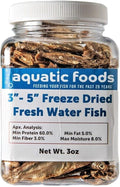 Aquatic Foods Inc. 3"- 5" Fresh Water Freeze Dried Fish for Piranha, Large Fish, Turtles, Cats, Sugar Glider, Marmosets, Chinchillas, Squirrels, Hamsters…3oz Small Jar