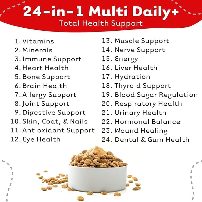 iHeartDogs 24-in-1 Senior Multivitamin Daily+ Total Health Support Powder with Probiotics, Omega-3, Glucosamine, Mushrooms & Bone Broth- 60 Servings