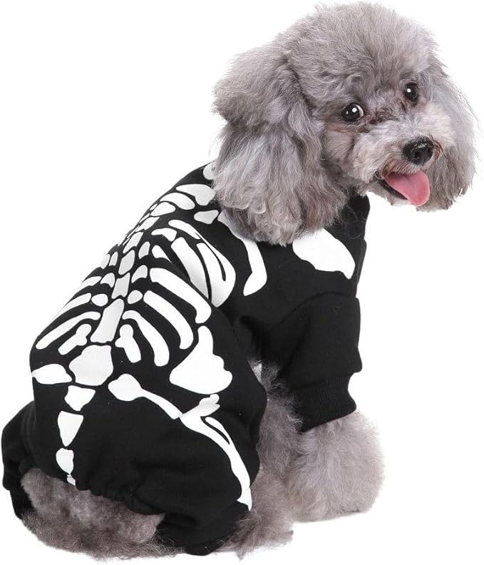 Puppy Skull Costume Halloween Christmas Funny Party Cosplay Clothes for Cat, Small Dog
