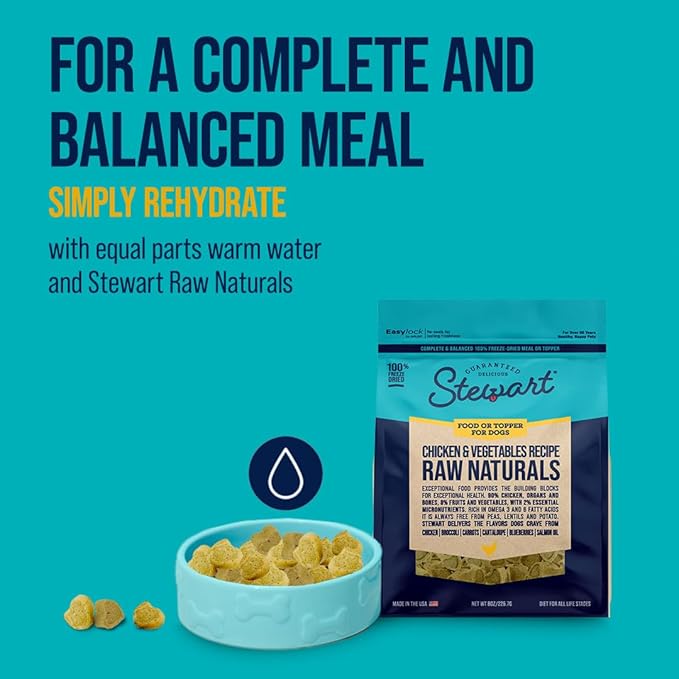 Stewart Raw Naturals Freeze Dried Raw Dog Food or Meal Topper, Chicken & Vegetables Recipe, 32 Ounce Bag, Complete and Balanced Nutrition