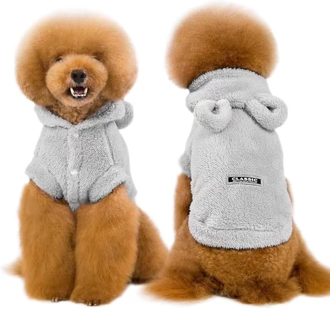 Easter Dog & Cat Outfit - Bunny Ears Hoodies Fleece Sweatshirt for Small Dogs & Cats (X-Large, Grey)