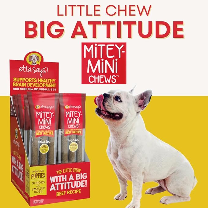 Etta Says! Mitey Mini Chews Dog Treats - Made in the USA - Grain-Free and Odor-Free - All-Natural Dog Chews - Perfect for Puppies and Senior Dogs - With Omega 3, 6, and 9 - Variety - 6 pack - 18 count