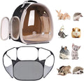 Small Animal Carrier Backpack and Playpen Outdoor Travel (Polarized Brown, Backpack+Playpen)