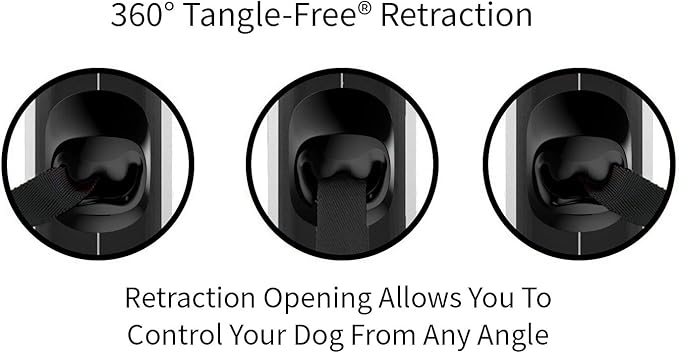 TUG 360° Tangle-Free Retractable Dog Leash with Anti-Slip Handle | 16 ft Strong Nylon Tape | One-Handed Brake, Pause, Lock (Large, Red)