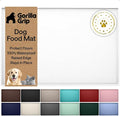 GORILLA GRIP 100% Waterproof Raised Edge BPA Free Silicone Pet Feeding Mat, Dog Cat Food Mats Contain Spills Protects Floors, Placemats for Cats and Dogs Water Bowl, Pets Accessories 32x24 White