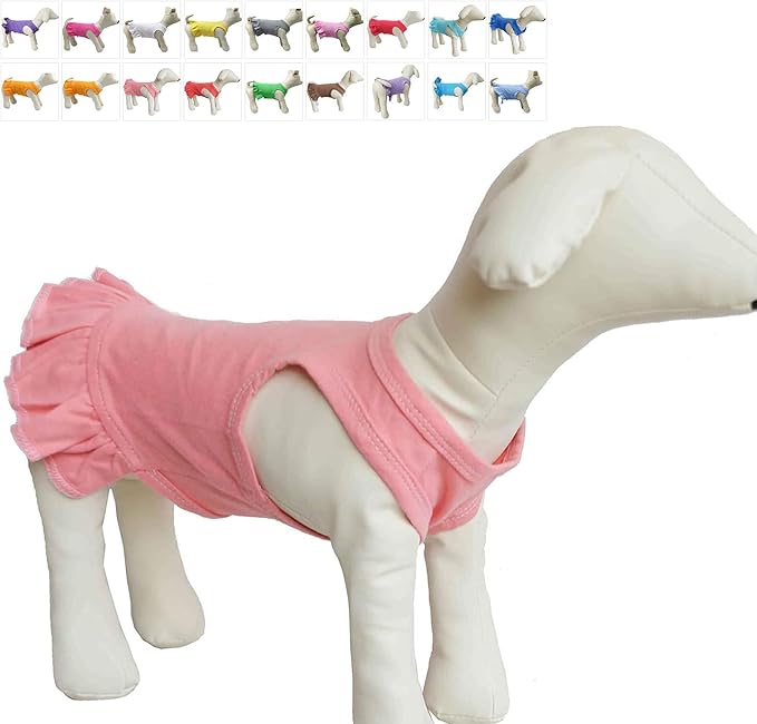 Pet Clothes Small Dog Clothing Blank Color Sport Dress T-Shirts Tee Dresses Tanks Top for Small Size Female Dogs Summer Spring Pet Costumes 100% Cotton (XS, Lotus Pink)