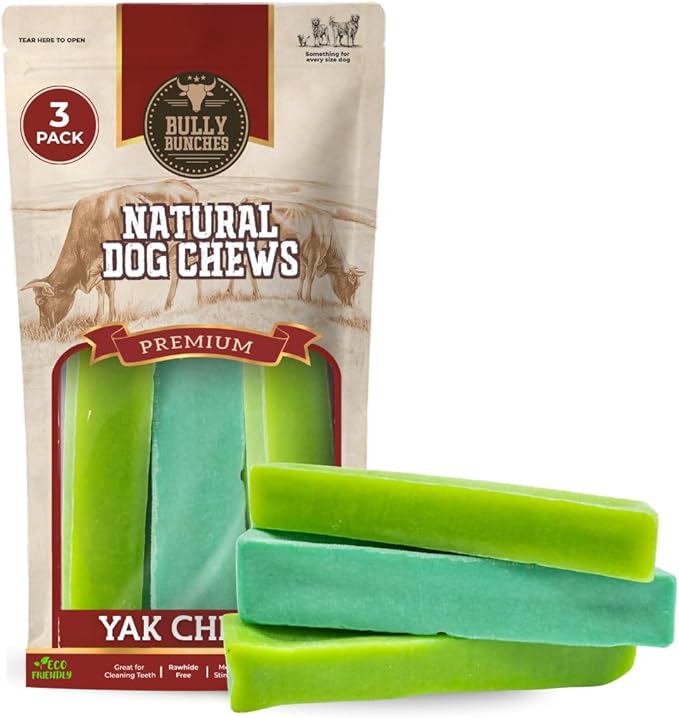 Bully Bunches Premium Mint Himalayan Yak Chew for Dogs, 100g, All-Natural, Long-Lasting, Authentic Yak Milk, Healthy Dental Chew, High-Protein, Grain-Free (Medium, 3 Pack)