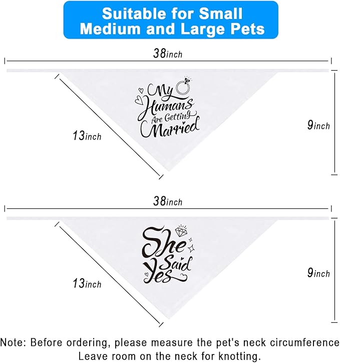 Engagement Gift, My Humans are Getting Married Dog Bandana, Wedding Photo Prop, Pet Scarf, Dog Engagement Announcement, Pet Accessories (White)