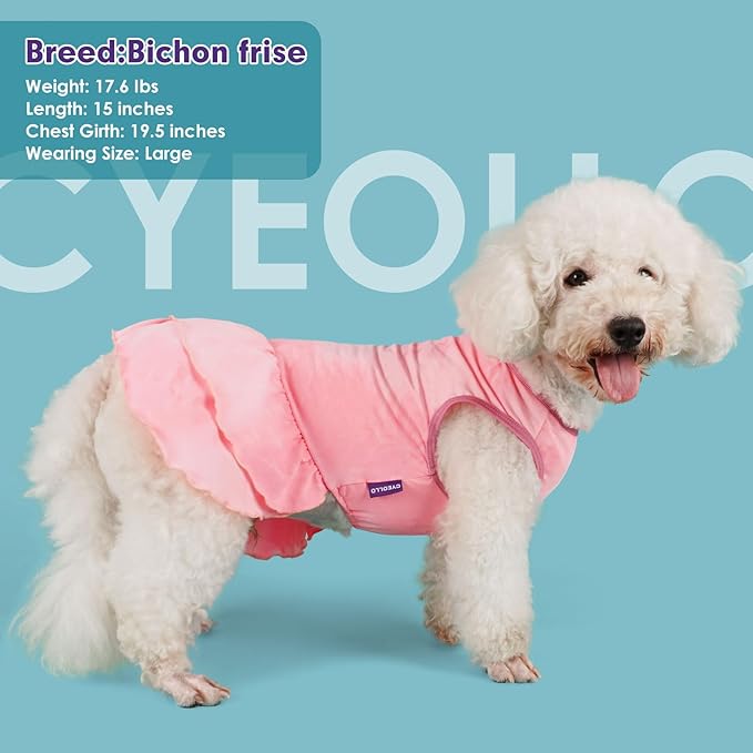 cyeollo 2 Pack Dog Dresses Spring Summer Dog Clothes Dress Breathable Pet Dresses for Small Dogs Girl, Tie Dye Medium