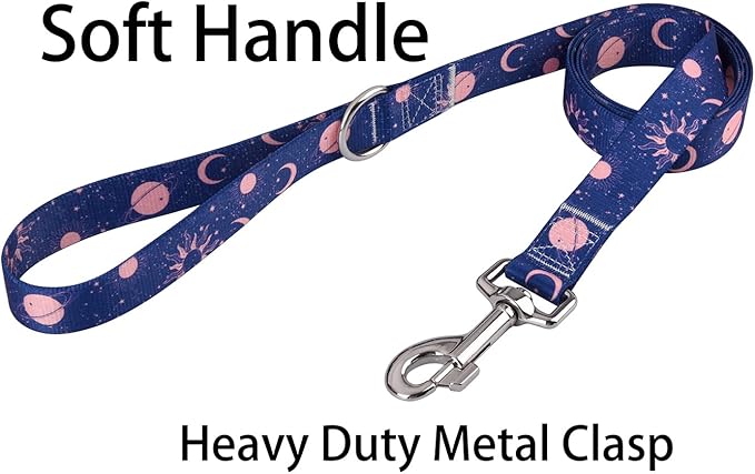 Dog Collar and Leash Set for Small Dogs Cats, Soft Comfy Pet Collar for Small Medium Large Dogs, Universe Pattern for Boy Girl Puppy Dogs Cats(Universe Set,XS)