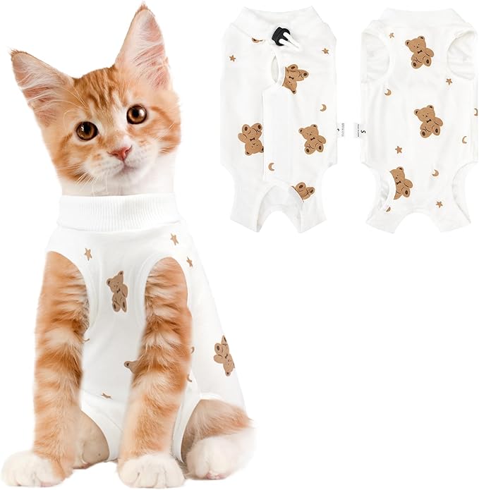 Coppthinktu Cat Recovery Suit Female, Breathable Cat Onesie After Surgery Female for Abdominal Wounds or Skin Diseases, Surgery Recovery Suit Kitten Onesie After Spay Wear Anti Licking