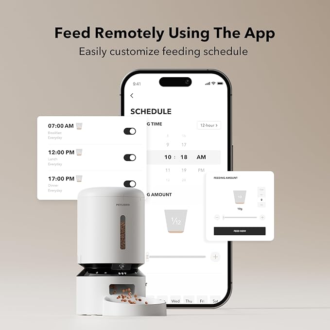 PETLIBRO Automatic Cat Feeder with Camera,1080P HD Video with Night Vision,5G WiFi Pet Feeder-with 2-Way Audio,Low Food & Blockage Sensor,Motion & Sound Alerts for Cat-& Dog Single Tray,(Pack of 4)