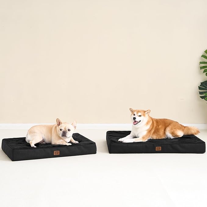 EHEYCIGA Orthopedic Dog Bed Waterproof 35"x23", Memory Foam Pet Bed for Larged Size Dogs, Washable Pet Mat with Removable Cover, Black