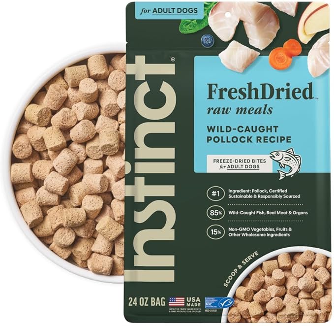 Instinct FreshDried Bites, Natural Freeze-Dried Dog Food, Grain-Free - Wild-Caught Pollock, 24 oz. Bag