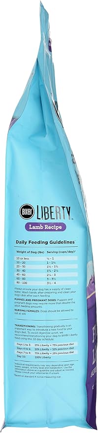 BIXBI Liberty Grain-Free Dry Dog Food, Lamb Recipe – Fresh Meat, High Protein, No Meat Meals – USA Made, 11 lbs
