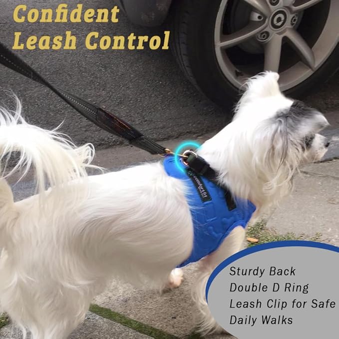 Comfort Fit Dog Harness No Pull with Adjustable Buckles Soft Padded Reflective Choke Step-in Pet Vest with Easy Control Handle for Small Medium Large Dogs & Puppies for Walking Running Training