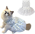 ANIAC Floral Cat Bridal Wedding Dresses Polka Dots Dog Princess Tutu Dress with Flowers Stretchy Breathable Small Puppy Clothes for Girls Pet Birthday Outfit (White, X-Small)