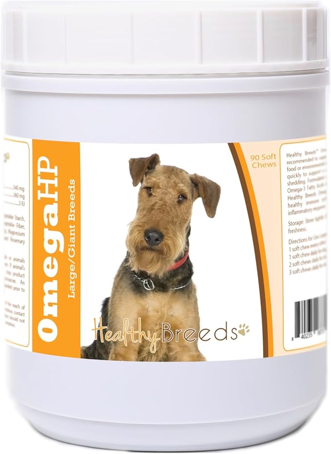 Healthy Breeds Airedale Terrier Omega HP Fatty Acid Skin and Coat Support Soft Chews 90 Count