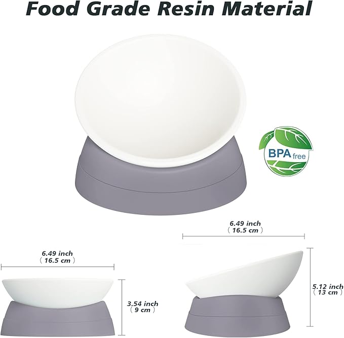 Ravitat Elevated Cat Food Bowl - Adjustable, Anti-Slip & Anti-Noise, Protects Pet's Spine, Thickened Plastic, 17 Oz