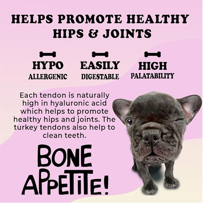 Turkey Tendons for Dogs - Turkey Dog Treats, Tenderloin - Made in The USA -Hypoallergenic Treats for Dogs - 6 oz
