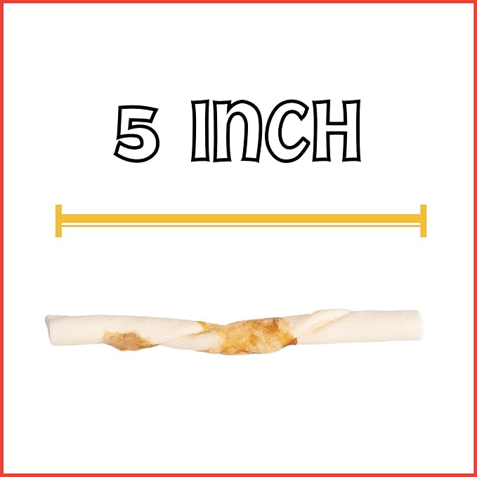 Pet Factory Twistedz American Beefhide 5" Twist Sticks Dog Chew Treats w/ Real Beef Meat Wrap - 20 Count/1 Pack