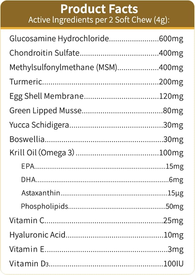 360 Chews Glucosamine Chondroitin Joint Chews for Dogs, Chicken Flavor 13 in 1 with Glucosamine, Chondroitin, MSM, Omega-3 Support Hip & Joint Support - Joint Pain Relief Flavored Fit All Breed